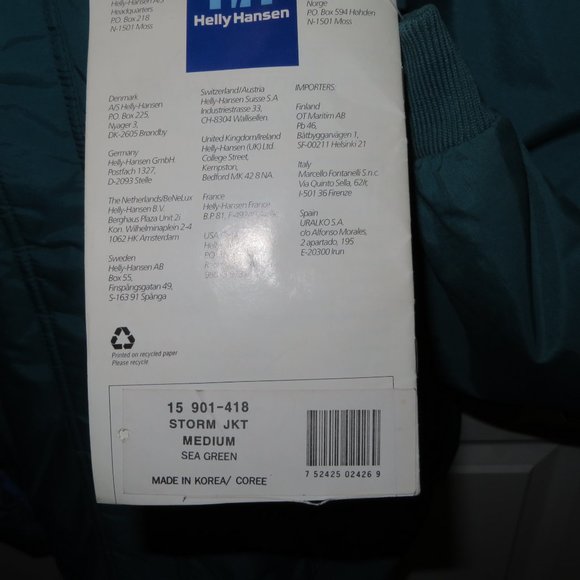 Helly Hansen Storm Jacket Sea Green Medium M NWT - Picture 6 of 7